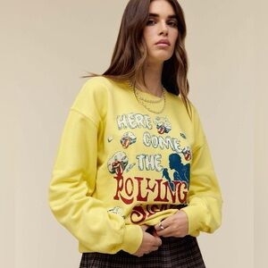 NWT DAYDREAMER ROLLING STONES BF CREW, YELLOW, VARIOUS SIZES